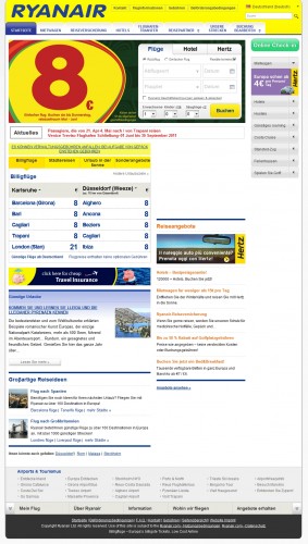 Ryanair neues Webdesign