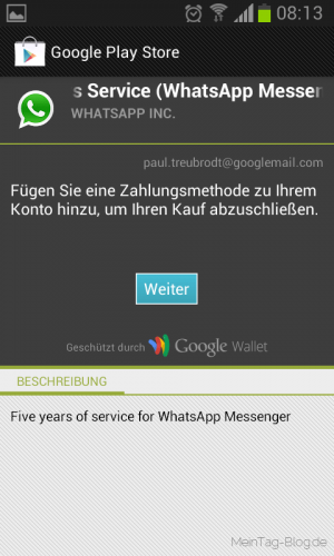 WhatsApp Zahlungsabwicklung