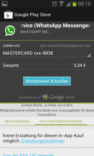 WhatsApp Kauf bestätigen